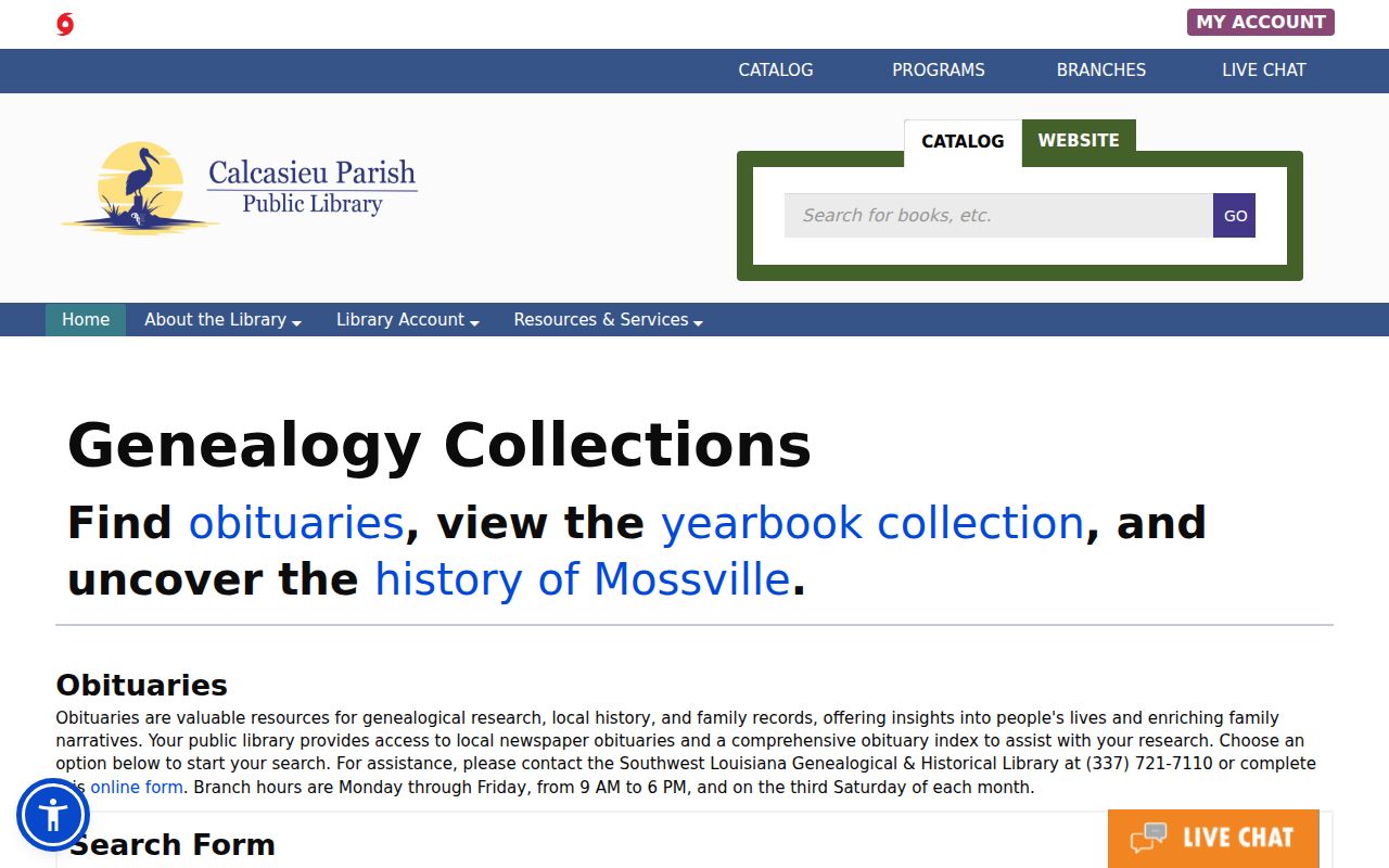 Calcasieu Parish residents directory genealogy collections