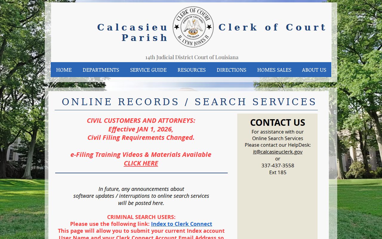 Calcasieu Parish residents directory Clerk search services