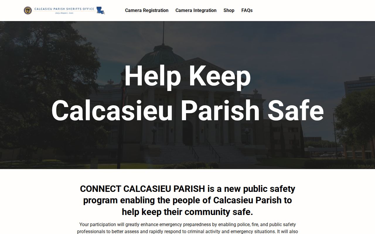 Calcasieu Connect voluntary neighborhood camera registry