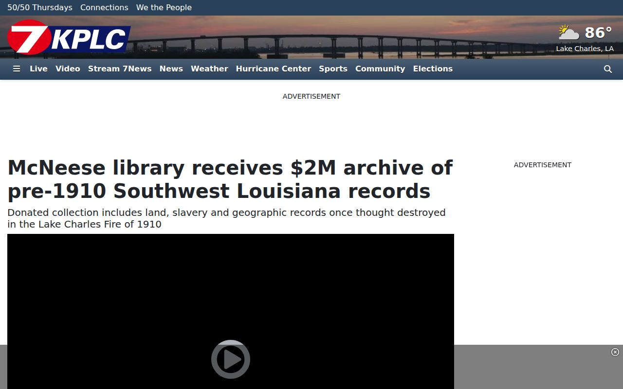 Report about pre-1910 Lake Charles title records preserved at McNeese