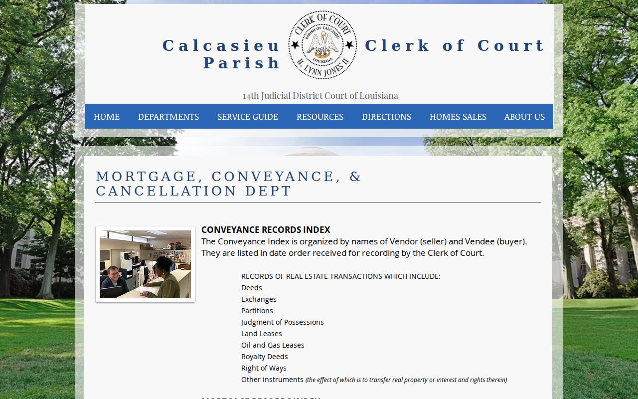 Calcasieu Clerk guidance for grantor and grantee name searches